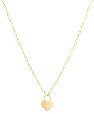Macy's Brand - Heart Padlock Paperclip Link 18" Pendant Necklace in 18k Gold-Plated Sterling Silver or Sterling Silver