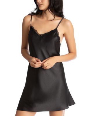 Linea Donatella - Lace-Trim Solid Satin Chemise Nightgown