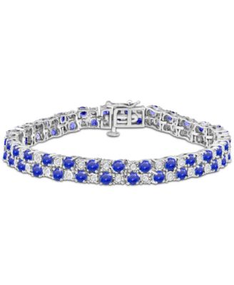 Macy's Brand - Emerald (8 ct. t.w.) & Diamond (1 ct. t.w.) Double Row Bracelet in Sterling Silver (Also in Ruby & Sapphire)