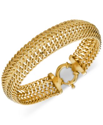 Italian Gold - Woven Link Wide Chain Bracelet in 10k Gold