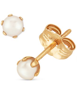 Macy's - Cultured Freshwater Pearl (3mm) Stud Earrings in 14k Gold