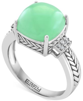 EFFY Collection - Jade & Diamond (1/20 ct. t.w.) Statement Ring in Sterling Silver