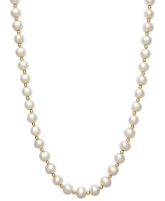 Belle de Mer - Cultured Freshwater Pearl (7-1/2mm) and Bead Necklace in 14k Gold