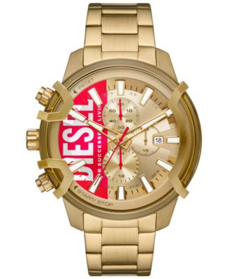 Diesel - Men's Chronograph Griffed Gold-Tone Stainless Steel Bracelet Watch 48mm