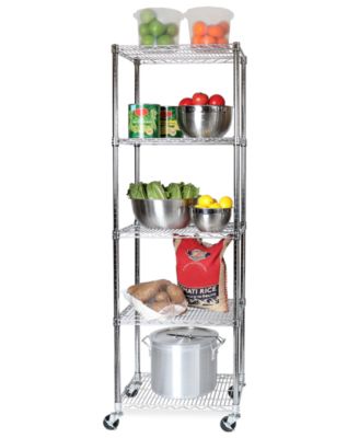 Seville Classics - UltraDurable Commercial-Grade 5-Tier NSF-Certified Steel Wire Wheeled Shelving