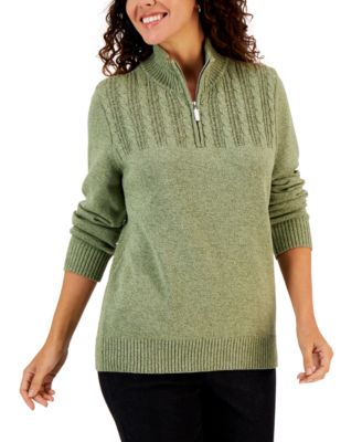 Karen Scott - Women's Cotton Quarter-Zip Sweater