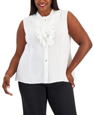 Kasper - Plus Size Ruffled Button-Up Blouse