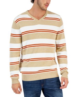Club Room - Men's Striped V-Neck Sweater