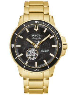 Bulova - Men's Automatic Marine Star Series C Gold-Tone Stainless Steel Bracelet Watch 45mm