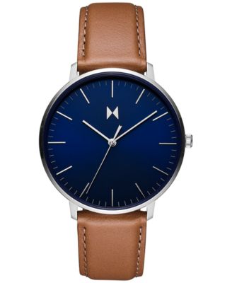 MVMT - Men's Legacy Slim Brown Leather Strap Watch 42mm