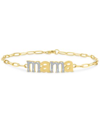 Macy's Brand - Diamond "Mama" Link Bracelet (1/10 ct. t.w.) in 14k Gold-Plated Sterling Silver