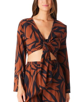 Sanctuary - Women's Animal-Print Cotton Cover-Up Top