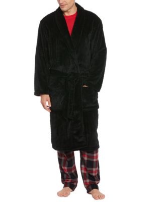 Perry Ellis Portfolio - Men's Herringbone Textured Fleece Robe