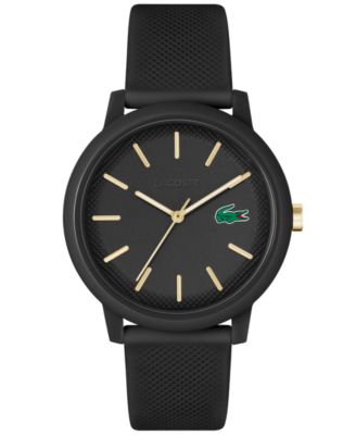 Lacoste - Men's 12.12 Black Silicone Strap Watch 42mm