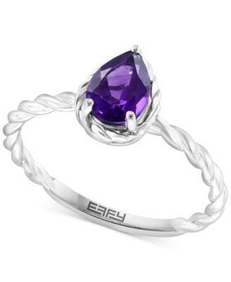EFFY Collection - Amethyst Pear Rope Ring (3/4 ct. t.w.) in Sterling Silver