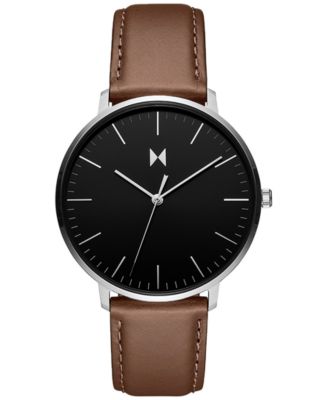 MVMT - Men's Legacy Slim Brown Leather Strap Watch 42mm