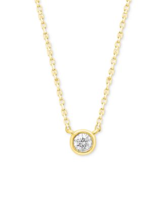 Forever Grown Diamonds - Lab-Created Diamond Bezel Soltiare 18" Pendant Necklace (1/5 ct. t.w.) in 14k Gold-Plated Sterling Silver