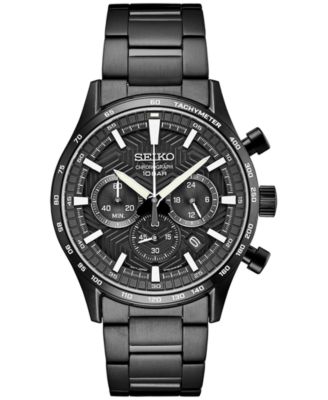 Seiko - Men's Chronograph Essentials Black Ion Finish Stainless Steel Bracelet Watch 43mm