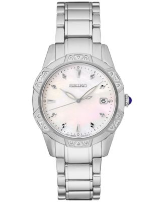 Seiko - Women's Diamond (1/6 ct. t.w.) Stainless Steel Bracelet Watch 33mm