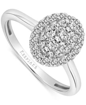 Macy's Brand - Diamond Oval Cluster Engagement Ring (1/2 ct. t.w.) in 14k White Gold
