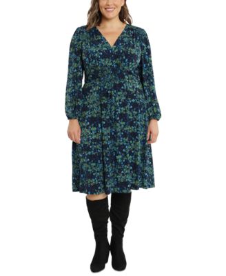 London Times - Plus Size Printed Fit & Flare Dress