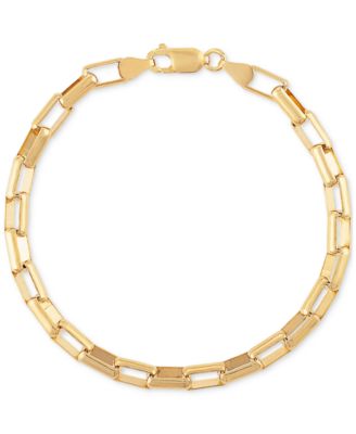 Esquire Men's Jewelry - Elongated Box Link Chain Bracelet in 14k Gold-Plated Sterling Silver