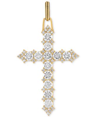 Esquire Men's Jewelry - Cubic Zirconia Cross Pendant in 14k Gold-Plated Sterling Silver