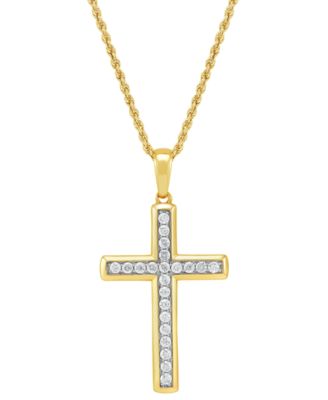 Grown With Love - Unisex Lab Grown Diamond Cross 22" Pendant Necklace (1 ct. t.w.) in 10k Gold & White Gold