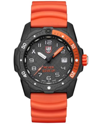 Luminox - Men's Swiss Bear Grylls Survival SEA Series Never Give Up Dive Orange Rubber Strap Watch 42mm