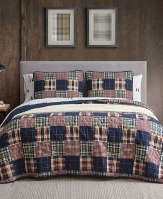Eddie Bauer - Madrona Plaid Blue Reversible 3-Piece Full/Queen Quilt Set