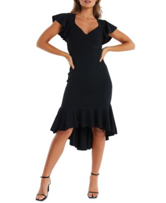 QUIZ - Juniors' Frilled-Hem Flutter-Sleeve Midi Dress