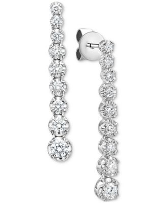 Macy's Brand - Diamond Graduated Linear Drop Earrings (3/4 ct. t.w.) in 14k White Gold