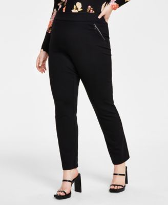 I.N.C. International Concepts - Plus Size High Rise Pull-On Straight-Leg Pants