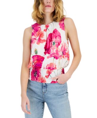 I.N.C. International Concepts - Women's Printed Sleeveless Smocked Tank Top