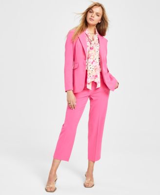 Bar III - Women's One-Button Jacket, Tie-Neck Blouse & Pants