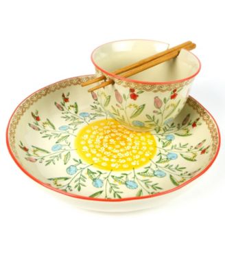 Euro Ceramica - Ella Ramen Bowl and Dinner Bowl Set in Red