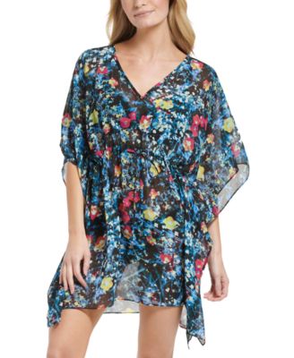 Calvin Klein - Women's Printed Drawstring-Front Kaftan Swim Cover-Up