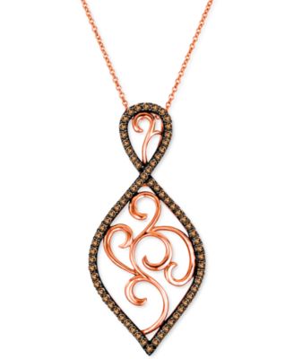 Le Vian - Chocolate Diamonds (5/8 ct. t.w.) Openwork 18" Pendant Necklace in 14k Rose Gold