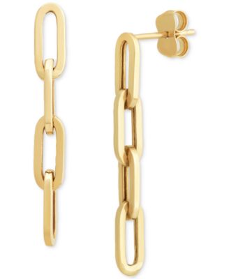 Macy's Brand - Polished Oval Paperclip Link Drop Earrings in 10k Gold