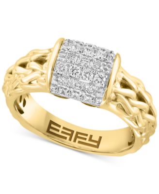EFFY Collection - Diamond Cluster Braided Ring (3/8 ct. t.w.) in 14k Gold-Plated Sterling Silver