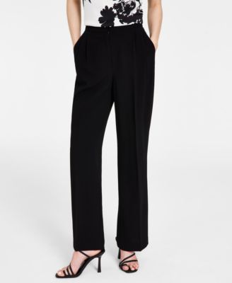 Bar III - Women's High-Rise Textured Crepe Wide-Leg Pants