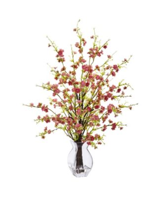 Nearly Natural - Cherry Blossom Artificial Arrangement in Glass Vase