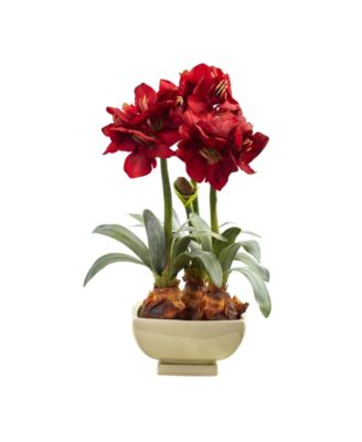 Nearly Natural - Amaryllis Arrangement w/Vase