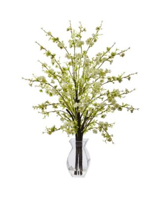 Nearly Natural - Cherry Blossom Artificial Arrangement in Glass Vase