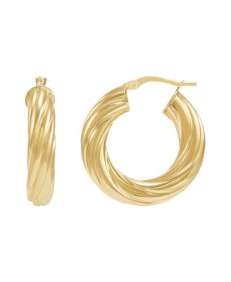 Italian Gold - Twist Hoop Earrings in Italian 14k Gold