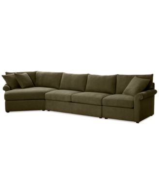 Furniture - 3-Pc. Fabric Cuddler Chaise Sectional Sofa