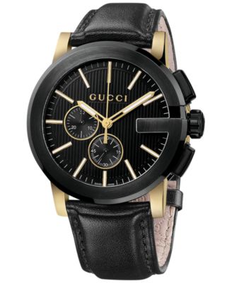 Gucci - Unisex Swiss G-Chrono XL Black Leather Strap Watch 44mm YA101203