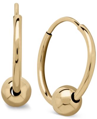 Macy's Brand - Bead Hoop Earrings in 14k Gold