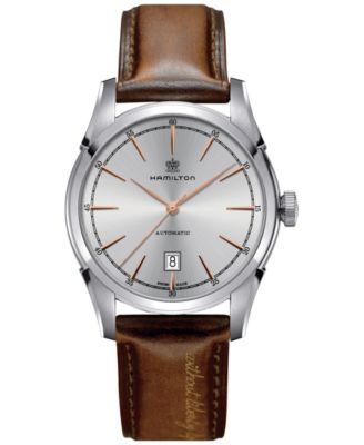 Hamilton - Men's Swiss Automatic Spirit of Liberty Brown Calf Leather Strap Watch 42mm H42415551