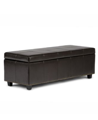 Simpli Home - Bonded Leather Rectangular Storage Ottoman, Direct Ship
